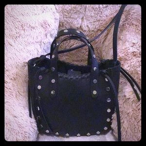 Zara Studded Black Leather Bucket Bad